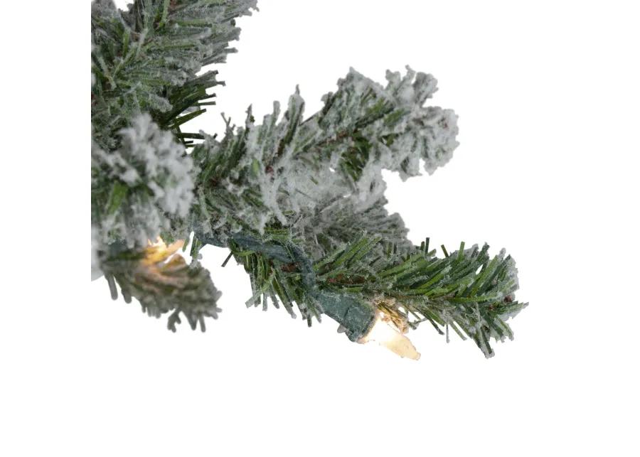 Set of 3 Pre-Lit Slim Flocked Alpine Artificial Christmas Trees 5' - Clear Lights