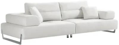 Pasargad Home Ravenna Faux Suede Sofa with Sliding Back & Armrests, White