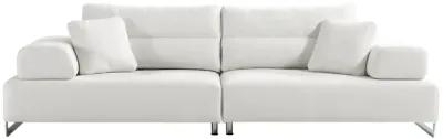 Pasargad Home Ravenna Faux Suede Sofa with Sliding Back & Armrests, White