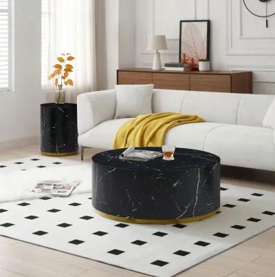 Modern Marble Coffee Table with Gold Base