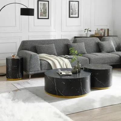 Modern Marble Coffee Table with Gold Base