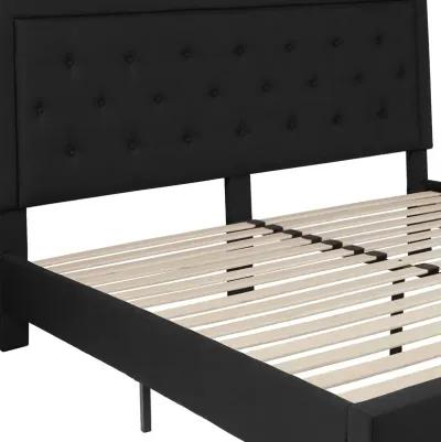 Flash Furniture Roxbury King Size Tufted Upholstered Platform Bed in Black Fabric