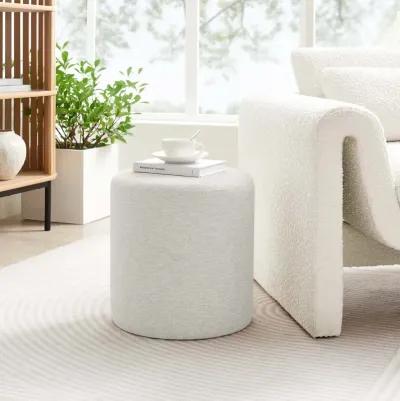 Callum 16" Round Woven Heathered Fabric Upholstered Ottoman