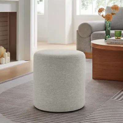 Callum 16" Round Woven Heathered Fabric Upholstered Ottoman