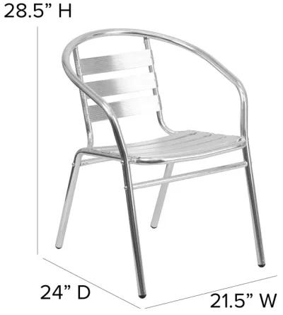 Flash Furniture Lila Silver Metal Restaurant Stack Chair with Aluminum Slats