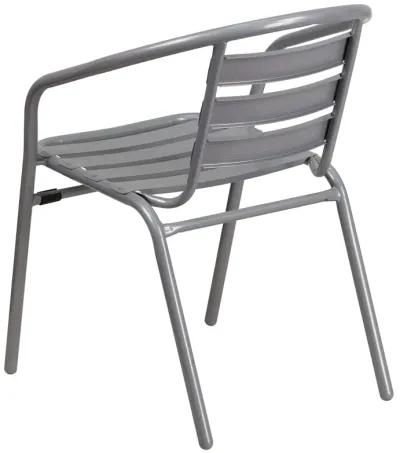 Flash Furniture Lila Silver Metal Restaurant Stack Chair with Aluminum Slats