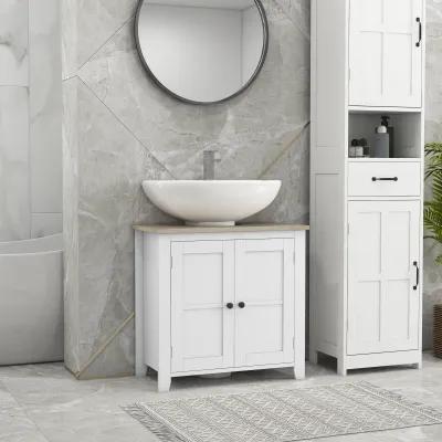 Short Pedestal Under Sink Cabinet Storage Standing Unit w/ 2 Door Space Saver