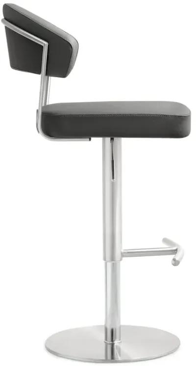 Cosmo Black Performance Vegan Leather and Stainless Steel Barstool