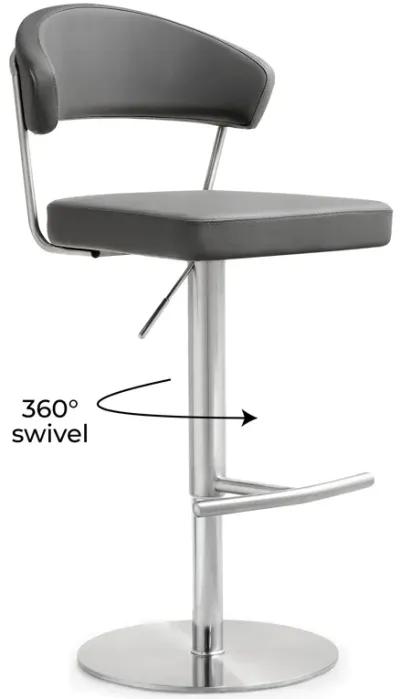 Cosmo Black Performance Vegan Leather and Stainless Steel Barstool