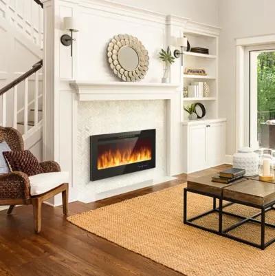 Hivvago 36 Inch Electric Fireplace Insert Wall Mounted with Timer