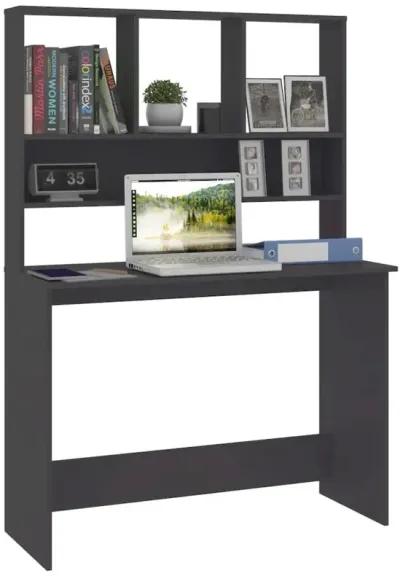 vidaXL Desk with Shelves Gray 43.3"x17.7"x61.8" Chipboard, 800389