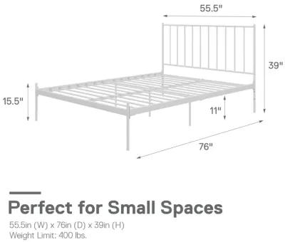 Ares Metal Bed, Full, White