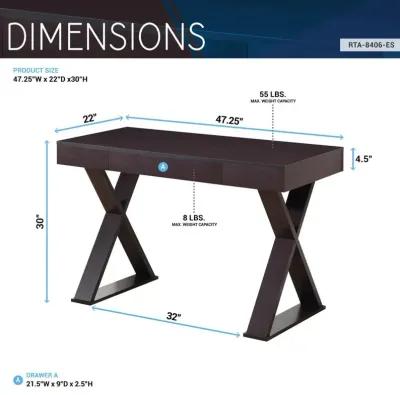 Trendy Writing Desk with Drawer. Color: Espresso