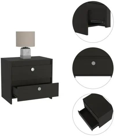 DEPOT E-SHOP Bacopa Night Stand, Two Drawers, Countertop- Black, For Bedroom