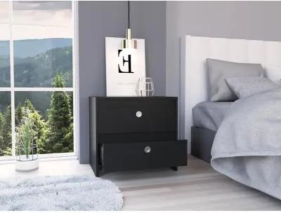 DEPOT E-SHOP Bacopa Night Stand, Two Drawers, Countertop- Black, For Bedroom