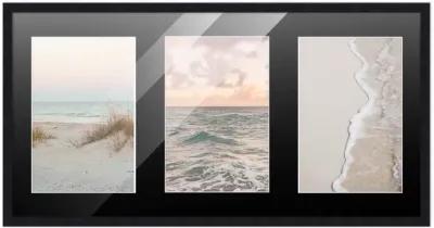 7.5x14.5 Wood Collage Frame with Black Mat For 3 4x6 Pictures