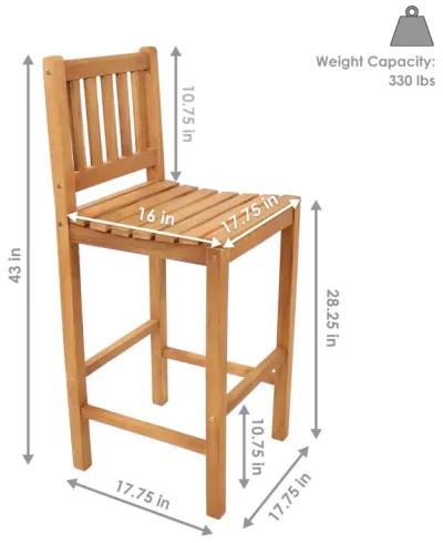 Sunnydaze Teak Wood Outdoor Bar-Height Chair - 43" H