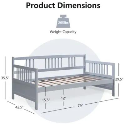 Twin Size Wooden Slats Daybed Bed with Rails