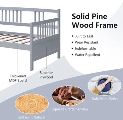 Twin Size Wooden Slats Daybed Bed with Rails