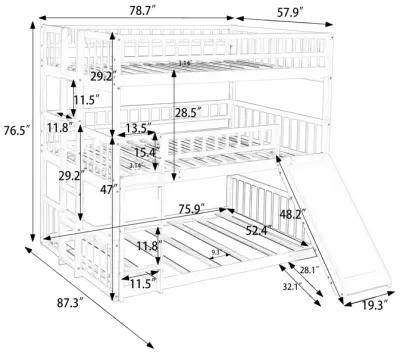 Merax Triple Bunk Bed with Guardrails