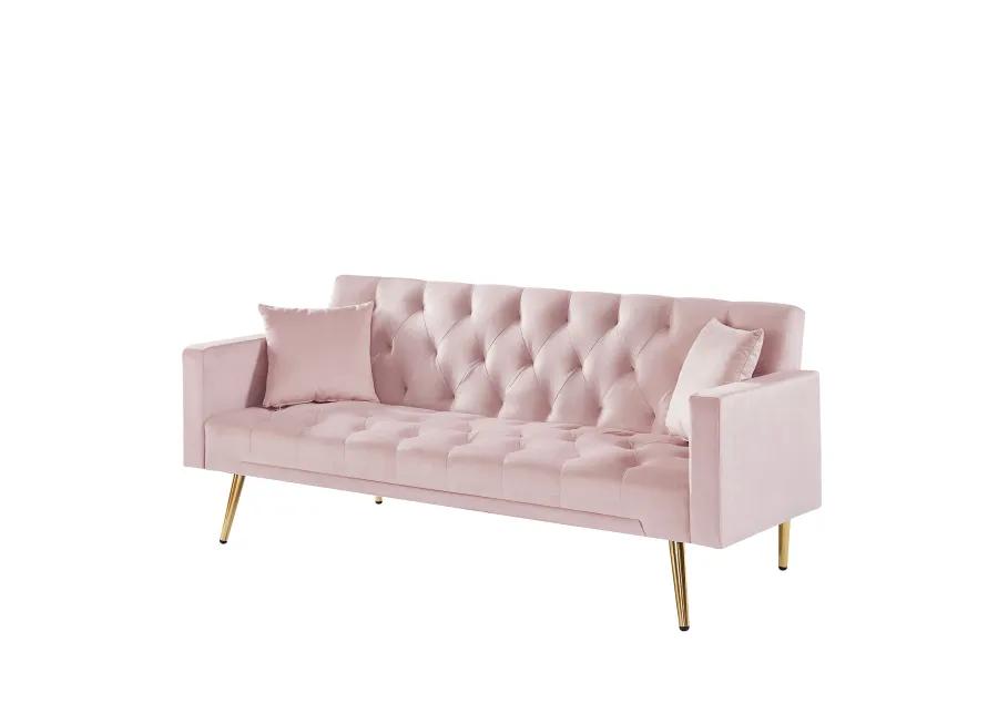 Pink Convertible Folding Futon Sofa Bed, Sleeper Sofa Couch For Compact Living Space