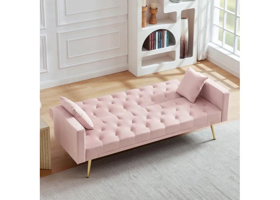 Pink Convertible Folding Futon Sofa Bed, Sleeper Sofa Couch For Compact Living Space