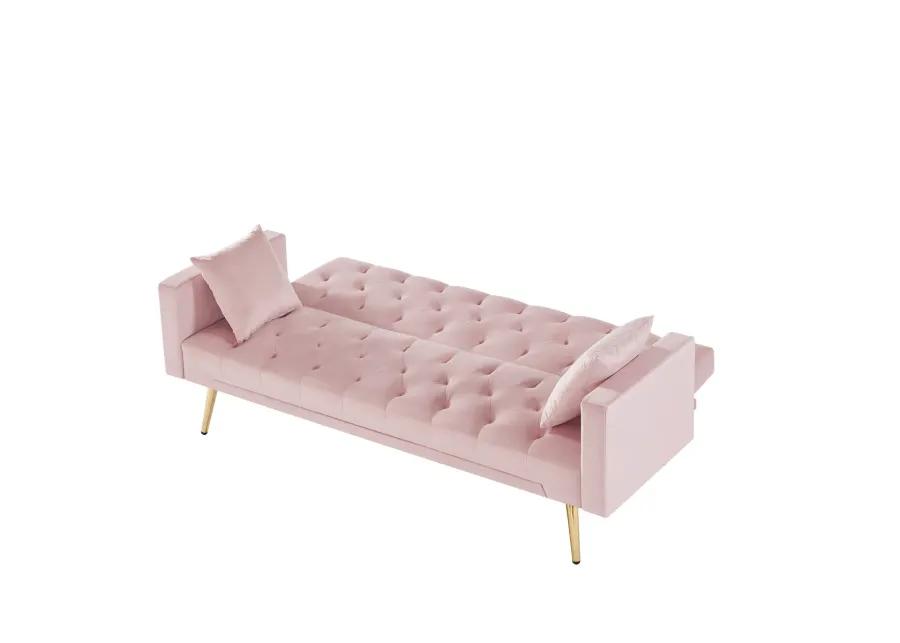 Pink Convertible Folding Futon Sofa Bed, Sleeper Sofa Couch For Compact Living Space