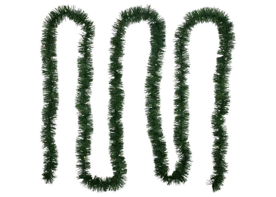 18' x 3" Pre-Lit Pine Artificial Christmas Garland  Warm White LED Lights