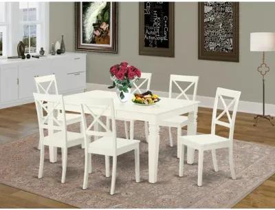 East West Furniture Dining Room Set Linen White, WEBO7-LWH-W