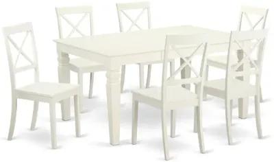 East West Furniture Dining Room Set Linen White, WEBO7-LWH-W