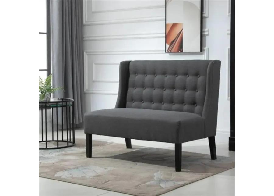 Scandinavian 2 Seater Button Tufted Loveseat Wooden Legs