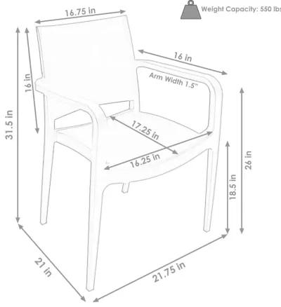 Sunnydaze Landon Plastic Patio Dining Armchair