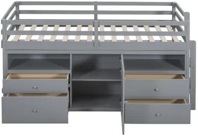 Merax Loft Bed with 4 Drawers