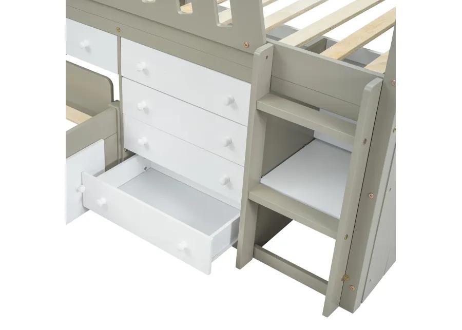 Merax L-shaped Loft Bed  with Platform Bed