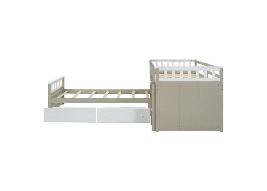 Merax L-shaped Loft Bed  with Platform Bed