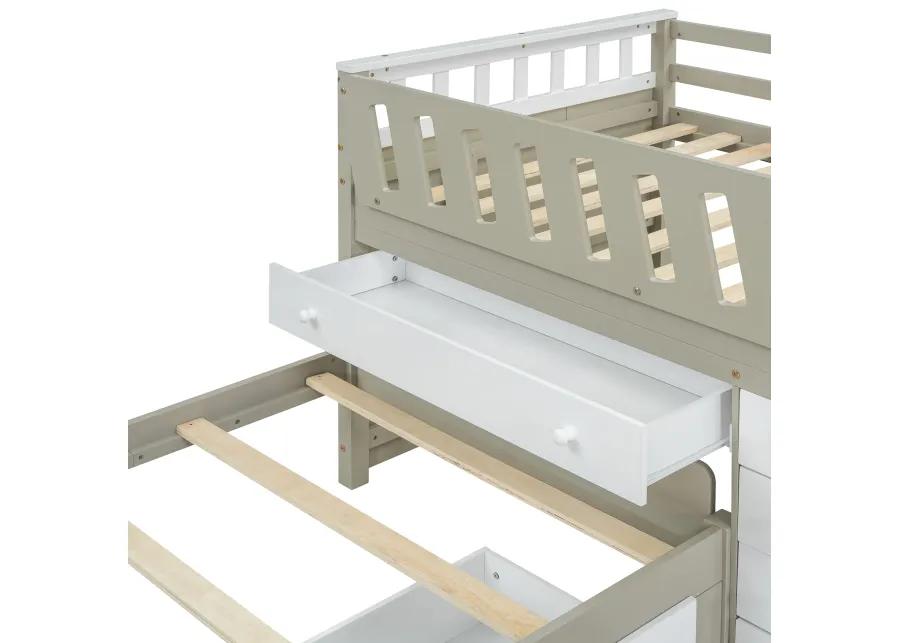 Merax L-shaped Loft Bed  with Platform Bed