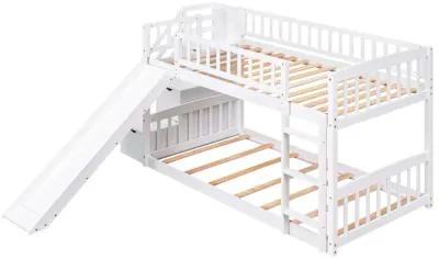 Stairway Twin Over Twin Bunk Bed With Two Drawers And Slide