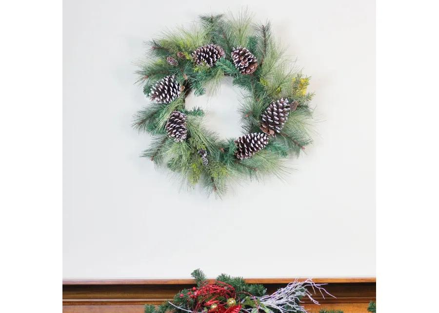 Mixed Long Needle Pine and Pine Cone Artificial Christmas Wreath - 28-Inch  Unlit