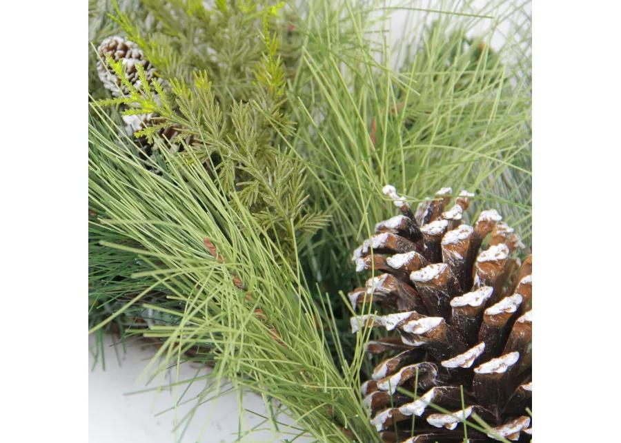 Mixed Long Needle Pine and Pine Cone Artificial Christmas Wreath - 28-Inch  Unlit