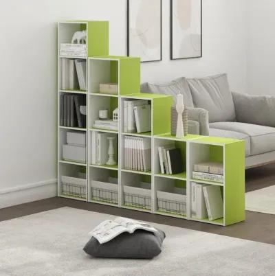 Furinno Pasir 4-Tier Open Shelf Bookcase, Light Blue/White