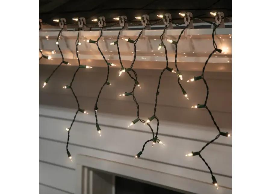 300-Count Clear Mini Icicle Christmas Lights  9 ft Green Wire