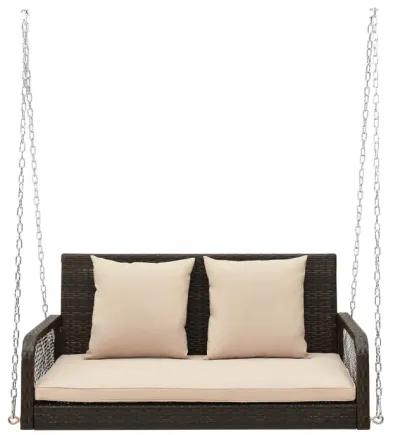 2-Person Outdoor Wicker Porch Swing with Seat and Back Cushions