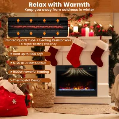 Hivvago 23 Inch 1500W Recessed Electric Fireplace Insert with Remote Control-Black