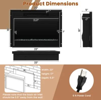 Hivvago 23 Inch 1500W Recessed Electric Fireplace Insert with Remote Control-Black