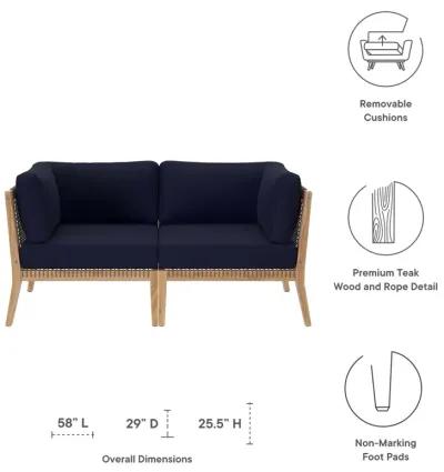 Modway - Clearwater Outdoor Patio Teak Wood Loveseat