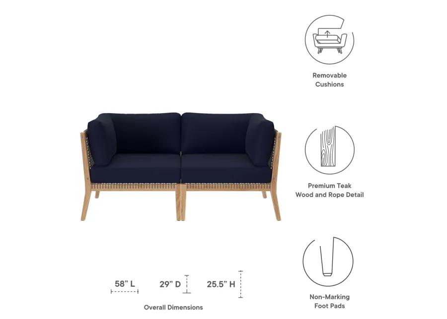 Modway - Clearwater Outdoor Patio Teak Wood Loveseat