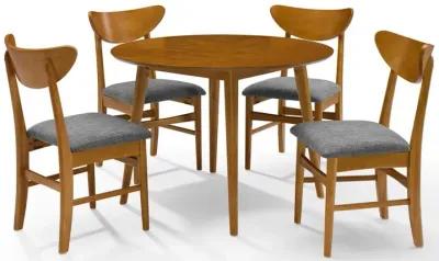 Landon 5Pc Round Dining Set Acorn - Table & 4 Wood Back Chairs