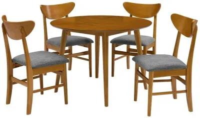 Landon 5Pc Round Dining Set Acorn - Table & 4 Wood Back Chairs