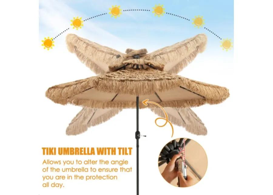 9 Feet Thatched Tiki Umbrella with 8 Ribs