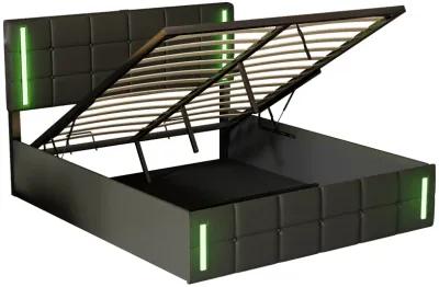 Storage Bed Frame Upholstered Platform Bed with LED Lights